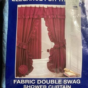 Vintage Fabric Double Swag Shower Curtain